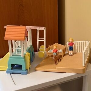 Vintage Playskool Colorful Playhouse and Figures Set